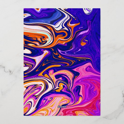 Minimaal Blauw Mauve Sterrenstelsel Abstract Trouw Folie Uitnodiging (Achterkant)