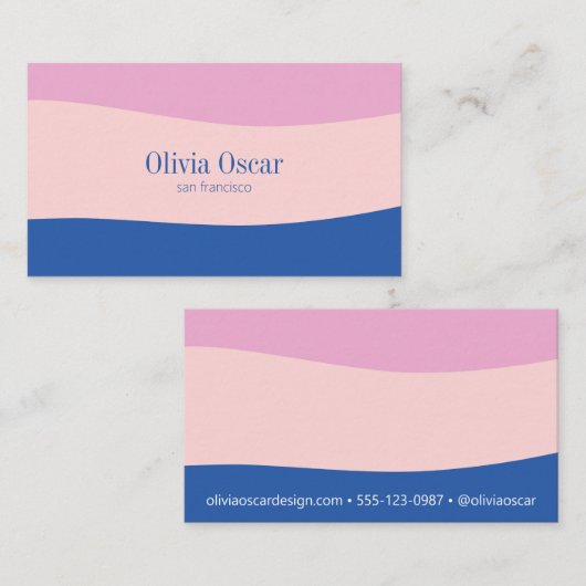Minimaal Blauw Roze Unieke Abstracte kunst Creatie Visitekaartje (Voorkant / Achterkant)