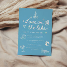 Minimaal Blauw Schrift 'Love on the Lake' Meidenav