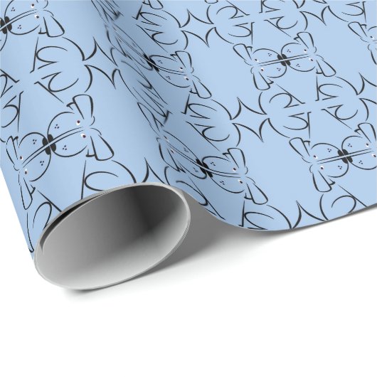 Minimaal Blauw Symmetrisch Patroon | Abstract Dier Cadeaupapier (Rol Hoek)