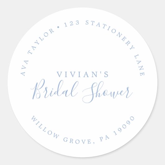 Minimaal blauw Vrijgezellenfeest circulair retoura Ronde Sticker (Voorkant)