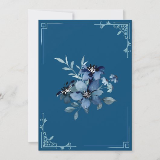 Minimaal Blauw Wit Bloemen Islamitisch Moslim Brui Kaart (Achterkant)