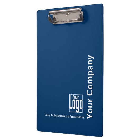 Minimaal blauw wit Logo Motto Small Business Klembord (Links)