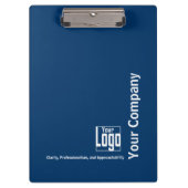 Minimaal blauw wit Logo Motto Small Business Klembord (Voorkant)