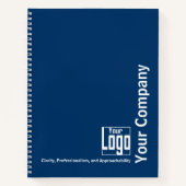Minimaal blauw wit Logo Motto Small Business Notitieboek (Voorkant)