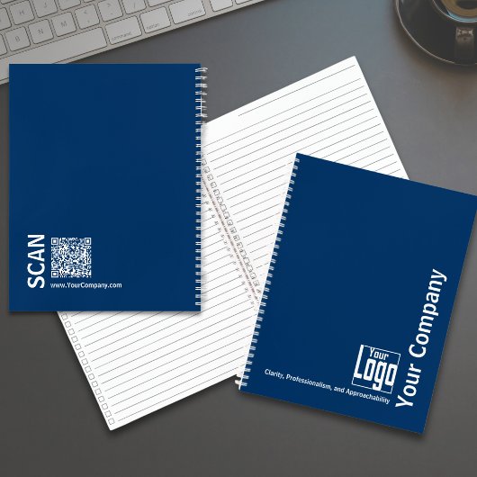 Minimaal blauw wit Logo Motto Small Business Notitieboek