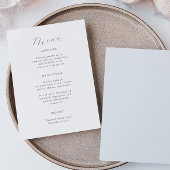 Minimaal Blauw Wit Quinceanera Menu