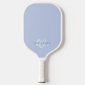 Minimaal Blauw Wit Script Monogram Pickleball Paddle (Achterkant)