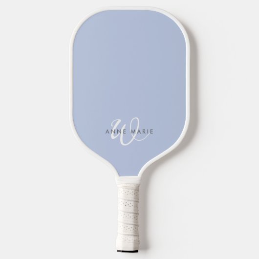 Minimaal Blauw Wit Script Monogram Pickleball Paddle (Achterkant)