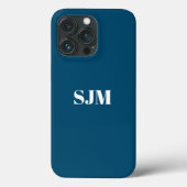 Minimaal blauwgroen blauw Aangepast monogram, stev Case-Mate iPhone Case (Achterkant)