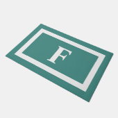 Minimaal Blauwgroen en wit monogram buiten Deurmat (Schuin)