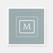 Minimaal Blauwgroen licht | Monogrampapier Napkin Servet (Voorkant)