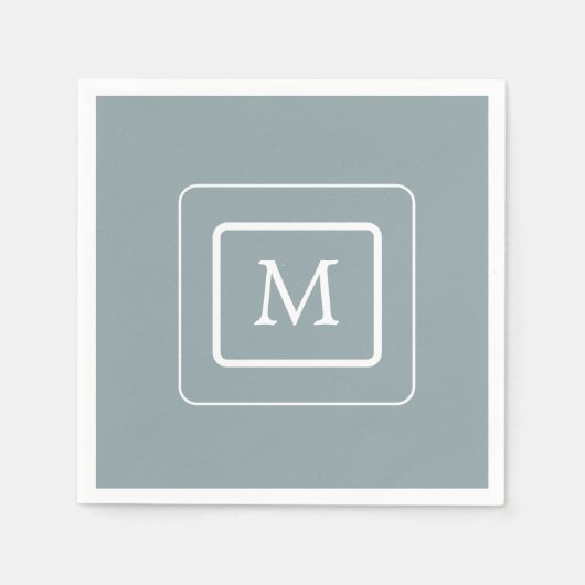 Minimaal Blauwgroen licht | Monogrampapier Napkin Servet (Voorkant)
