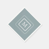 Minimaal Blauwgroen licht | Monogrampapier Napkin Servet (Hoek)