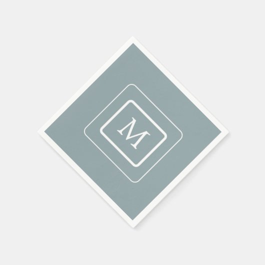Minimaal Blauwgroen licht | Monogrampapier Napkin Servet (Hoek)
