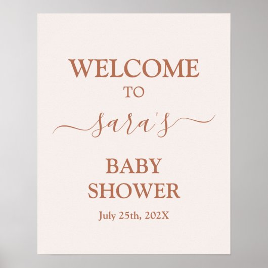 Minimaal Bleek Roze Baby shower Welkomstbord Poster (Voorkant)
