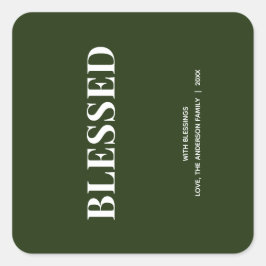 Minimaal BLESSED | Bosgroene Feestdagen Vierkante Sticker