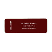 Minimaal BLESSED | Deep Red Holiday Adreslabel Etiket (Voorkant)
