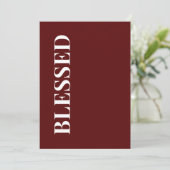 Minimaal BLESSED | Diep Rode Kerstkaart (Staand voorkant)