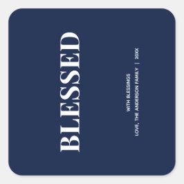 Minimaal BLESSED | Marineblauw Vakantie Vierkante Sticker