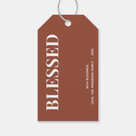 Minimaal BLESSED | Terracotta Vakantie Cadeaulabel