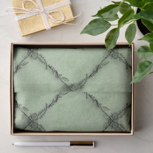 Minimaal  bloemenpatroon Sage Tissuepapier (Geschenk)