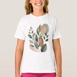 Minimaal Bloemmotief Blad Patroon T-shirt