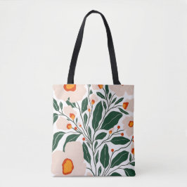 Minimaal bloemmotief botanische tas