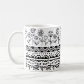Minimaal Bloemmotief Folk Patroon Mok – Boho Lijn  (Links)