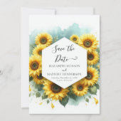 Minimaal Bloom Zonnebloem Huwelijk Save The Date (Voorkant)