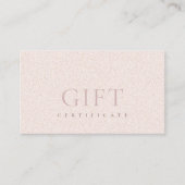 Minimaal blush Glitter Texture Cadeaucertificaat Visitekaartje (Voorkant)