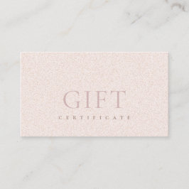 Minimaal blush Glitter Texture Cadeaucertificaat Visitekaartje