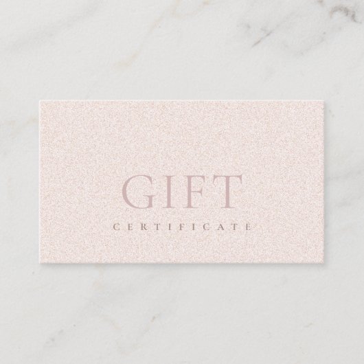 Minimaal blush Glitter Texture Cadeaucertificaat Visitekaartje (Voorkant)
