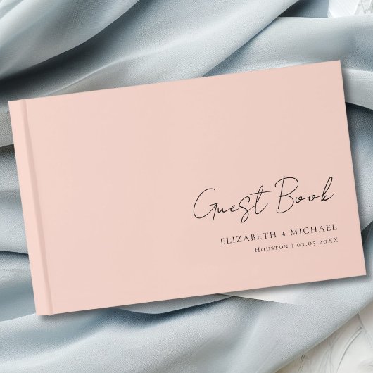 Minimaal, Blush Handschrift Script Bruiloft Gastenboek