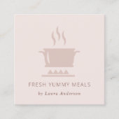 MINIMAAL BLUSH PEACH PINK POT MEAL CHEF CATERING VIERKANTE VISITEKAARTJE (Voorkant)
