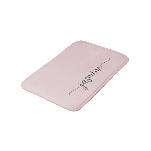 Minimaal Blush Pink Girly Monogram Name Script Badmat (Gekanteld)