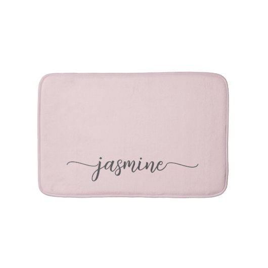 Minimaal Blush Pink Girly Monogram Name Script Badmat (Voorkant)