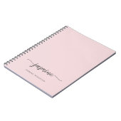 Minimaal Blush Pink Girly Monogram Name Script Notitieboek (Linkerzijde)