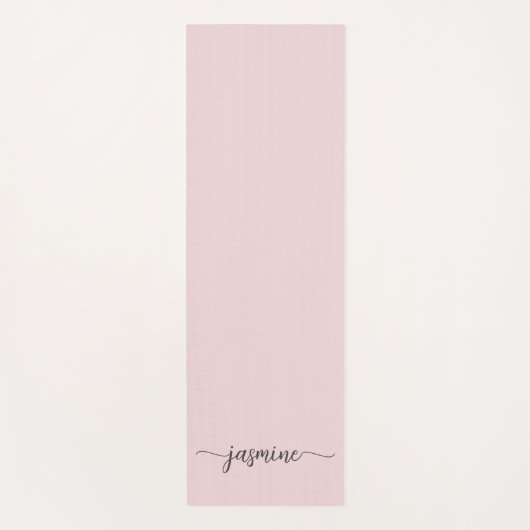 Minimaal Blush Pink Girly Monogram Name Script Yogamat (Voorkant)