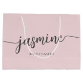 Minimaal Blush Pink Monogram Girly Script Groot Cadeauzakje (Achterkant)