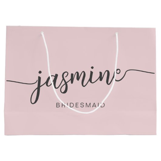 Minimaal Blush Pink Monogram Girly Script Groot Cadeauzakje (Achterkant)