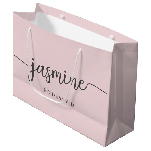 Minimaal Blush Pink Monogram Girly Script Groot Cadeauzakje (Voorkant Gekanteld)