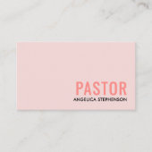 Minimaal Blush Roze Logo QR Code PASTOR Visitekaartje (Voorkant)