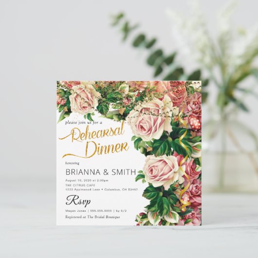 Minimaal boeket Elegant repetitie diner Kaart (Staand voorkant)