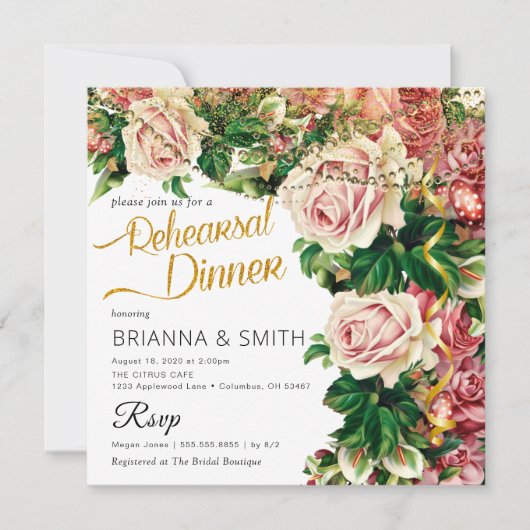 Minimaal boeket Elegant repetitie diner Kaart (Voorkant)