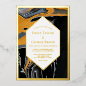 Minimaal Boheems Zwart Gouden Artistiek Abstract T Folie Uitnodiging (Voorkant)