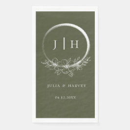 Minimaal Bohemian Olive Green Wedding Paper Napkin Servet