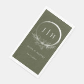 Minimaal Bohemian Olive Green Wedding Paper Napkin Servet (Hoek)