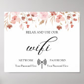 Minimaal Boho Floral Wedding Wifi Poster (Voorkant)