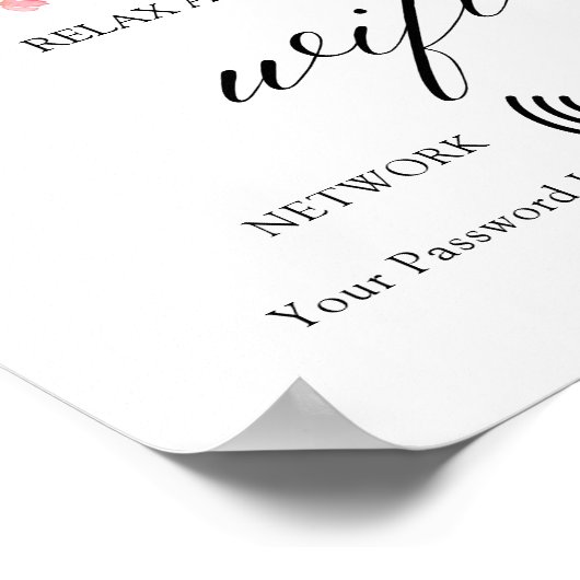 Minimaal Boho Floral Wedding Wifi Poster (Hoek)